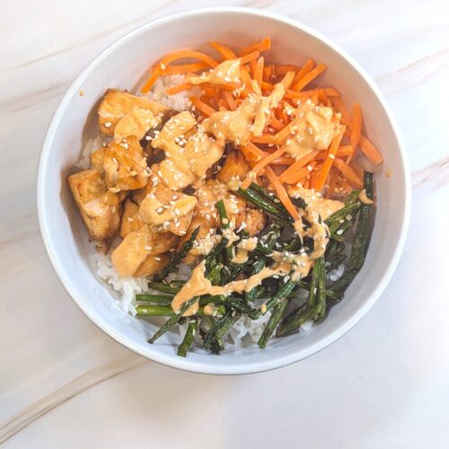 Air fryer salmon bowls