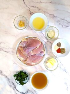 Ingredients in Garlic butter chicken thighs