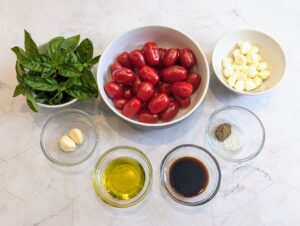 Ingredients in a Balsamic Tomato Salad 