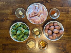 ingredients in quick and easy sheet pan chicken and potatoes recipe 