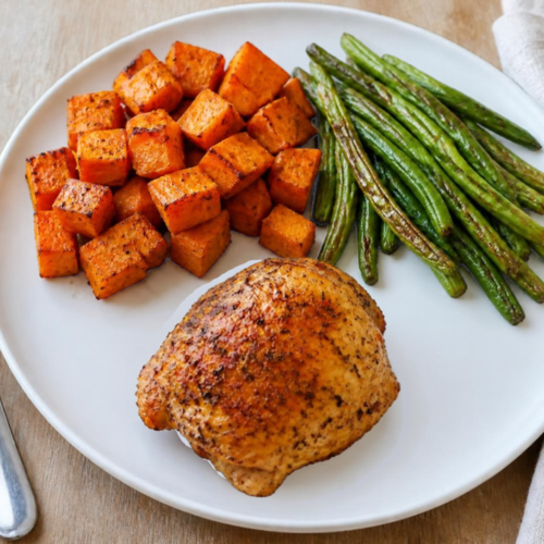 Ingredients in one pan chicken and sweet potatoes